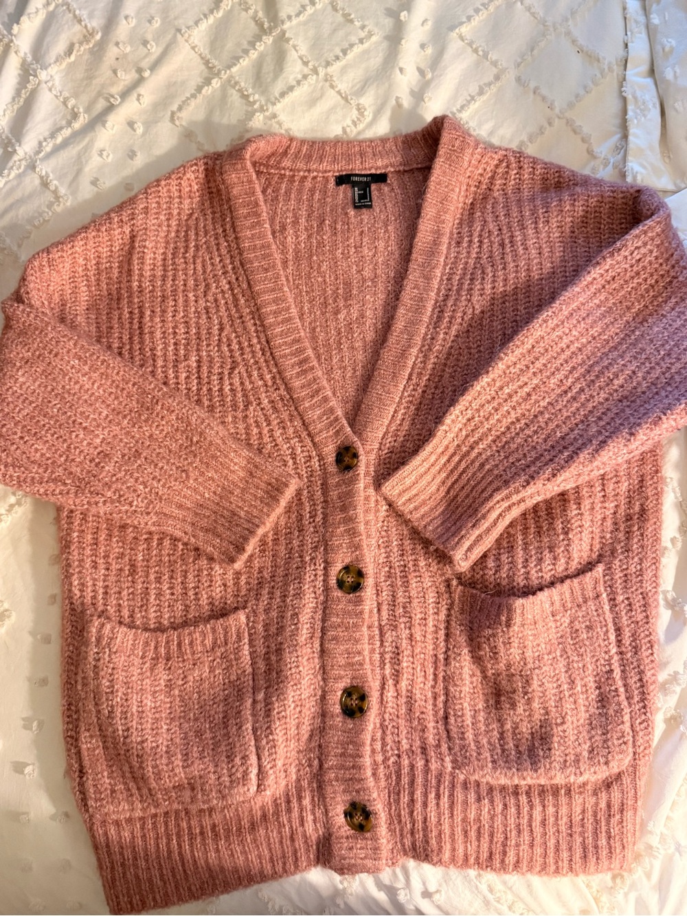 Forever 21 Dusty Rose Chunky Button-Up Cardigan